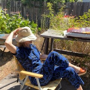 Nooworks midnight blue and black marbled jumpsuit